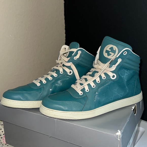 Gucci aqua Gg Imprime high tops size 9 US Size - Picture 4 of 8